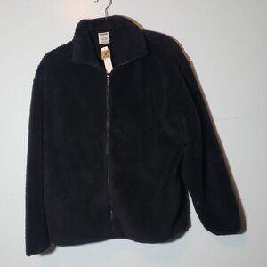 Victoria's Secret Pink Full Zip Sherpa Plush Sweater Size L Black new with tags